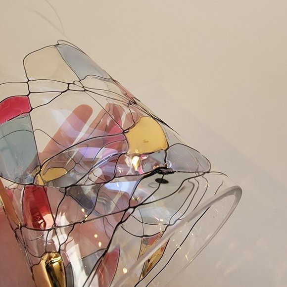 PartyLite Retired Mosaic Calypso Cylinder Hurricane Shade-Stained Glass - Picture 6 of 8